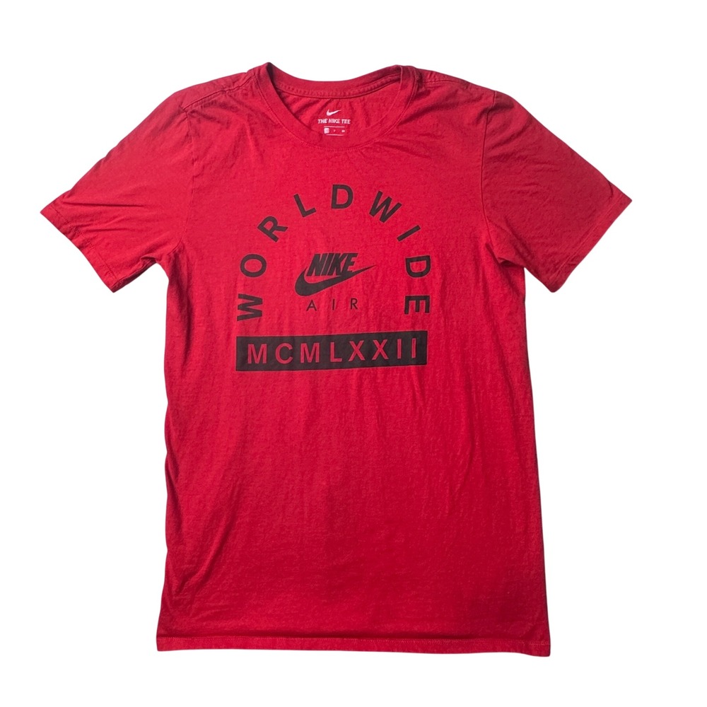 Nike T-Shirt Mens Small Red Worldwide Air MCMLXXII Graphic Athletic‎ Cut Tee